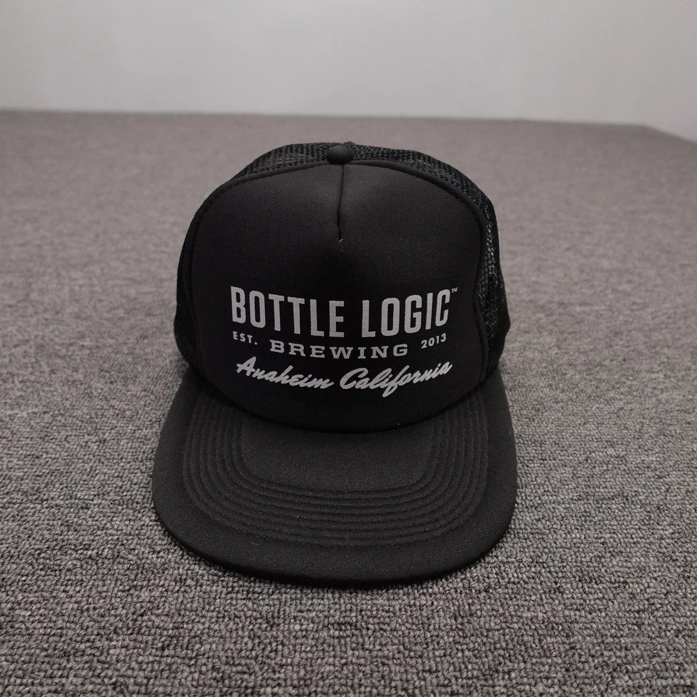 Bottle Logic Brewing Otto Hat Cap Snap Back Mens One Size Black Mesh Trucker